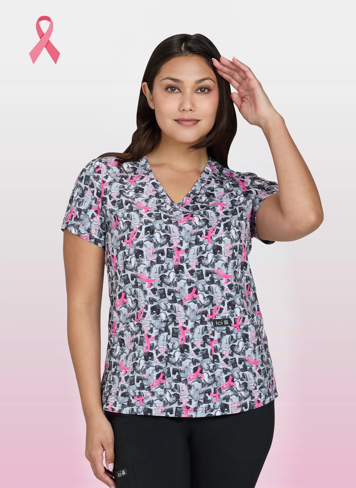 Koi Basics Leslie Scrub Top - BCRF Ink Hearts