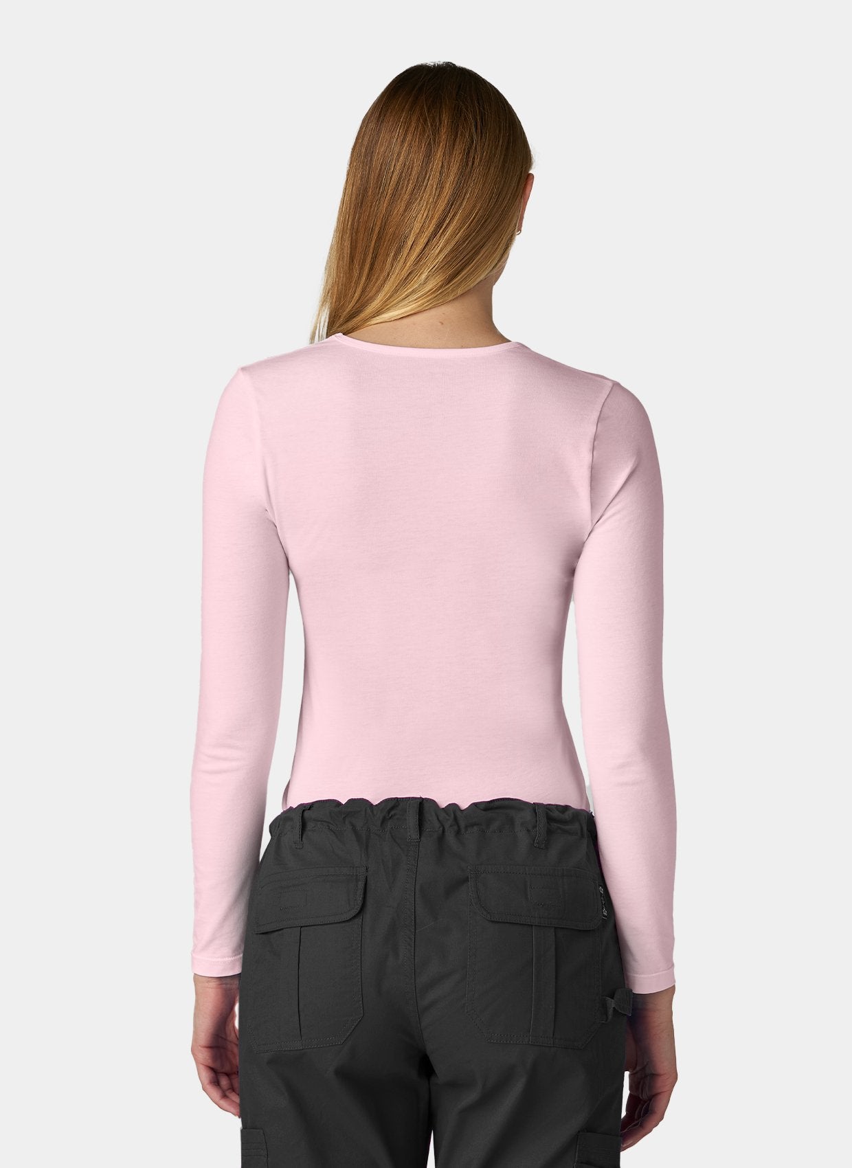 womens koi essentials long sleeve underscrub tender tee pink dream