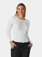 womens koi essentials long sleeve underscrub tender tee white