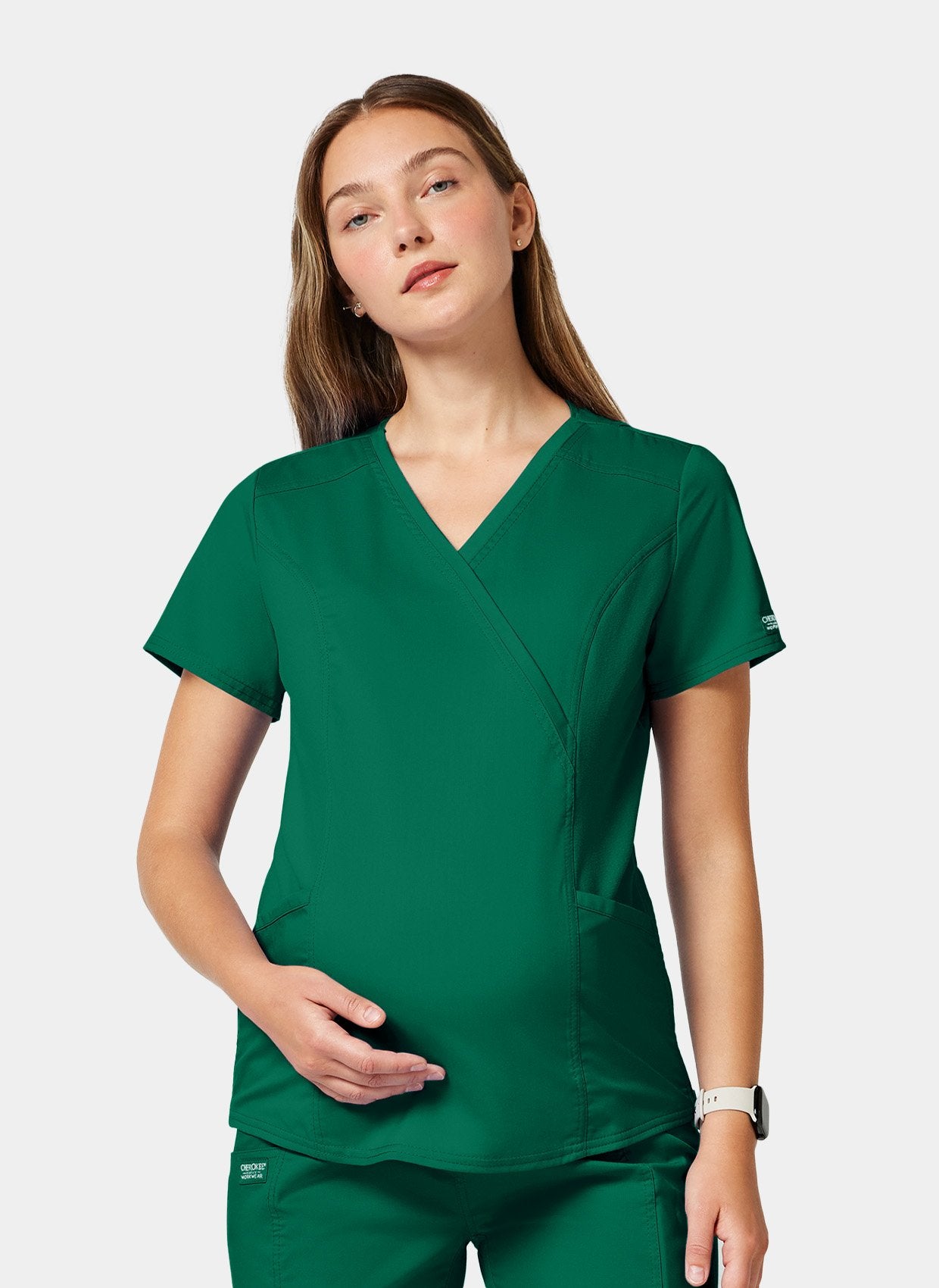 Womens scrub top cherokee ww revolution maternity mock wrap wwe688 hunter