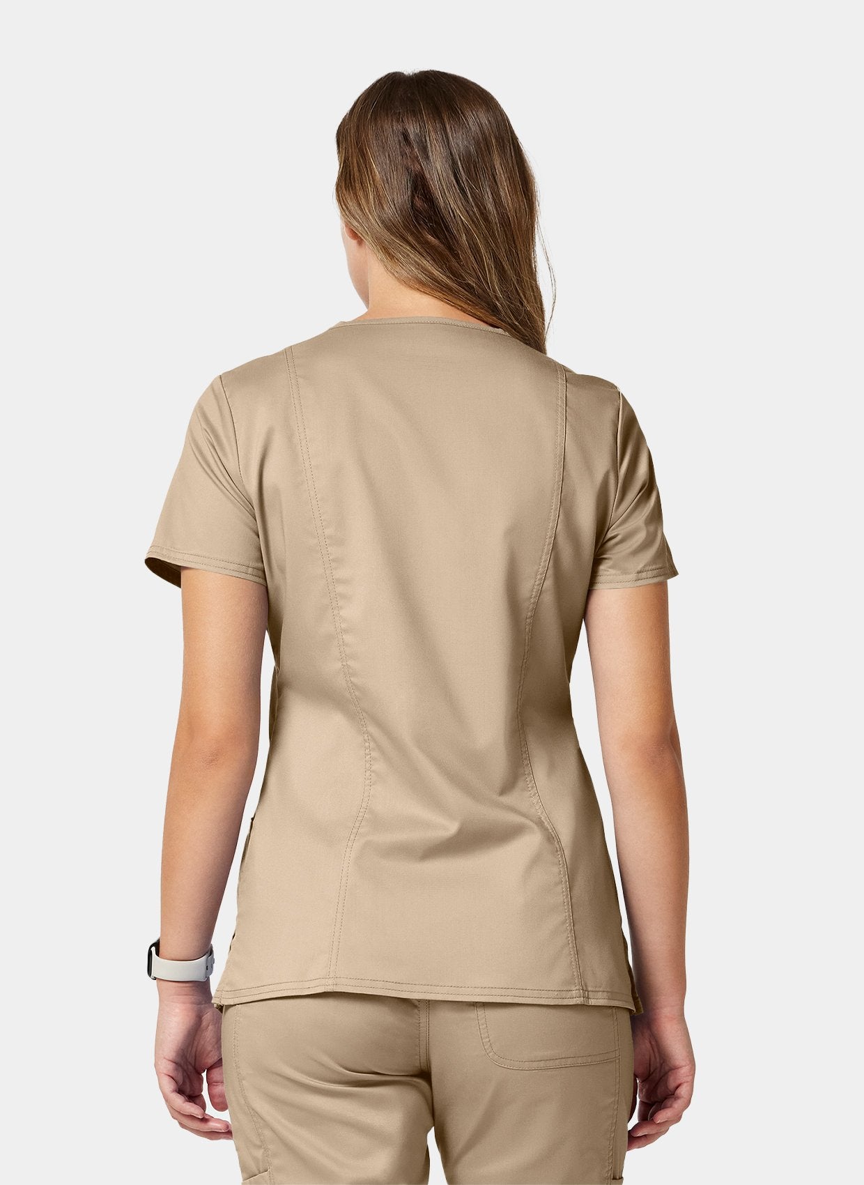 womens scrub top cherokee ww revolution mock wraps WWE610 khaki