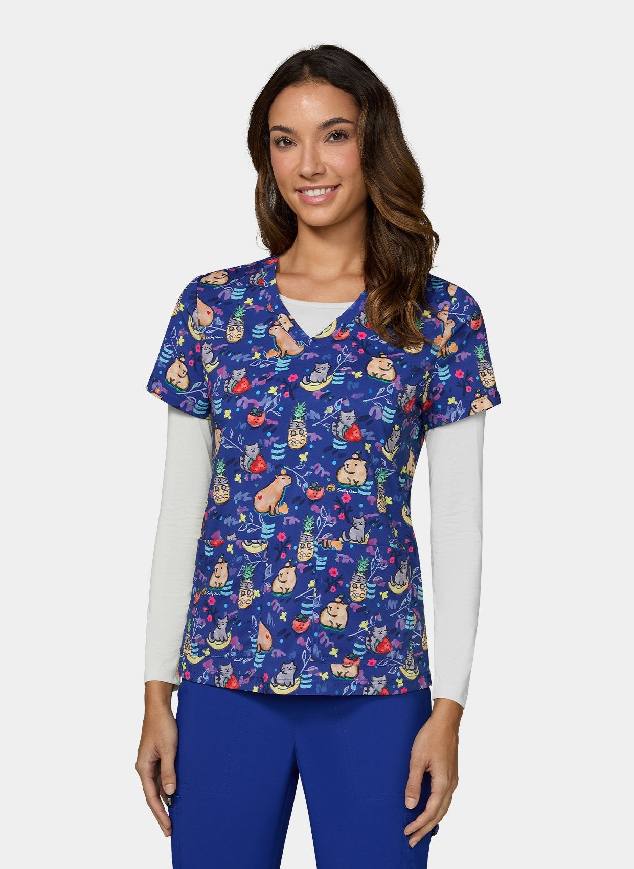 Women's Koi Basics Leslie Scrub top in Capybara