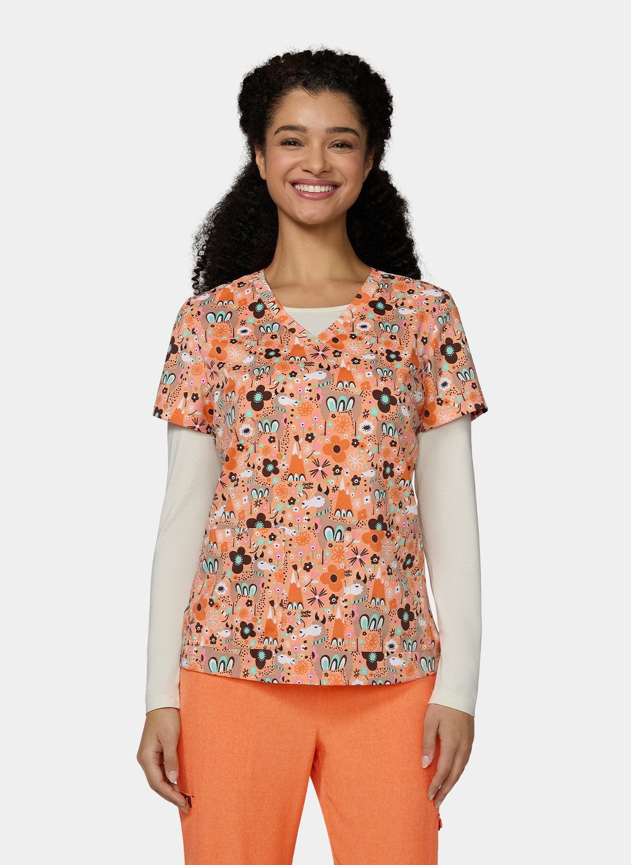 Women's Koi Basics Leslie Scrub Top in Lovely Lamas