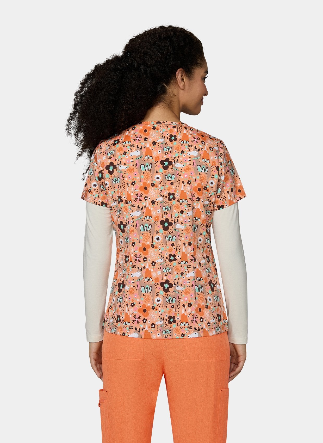 Women's Koi Basics Leslie Scrub Top in Lovely Lamas