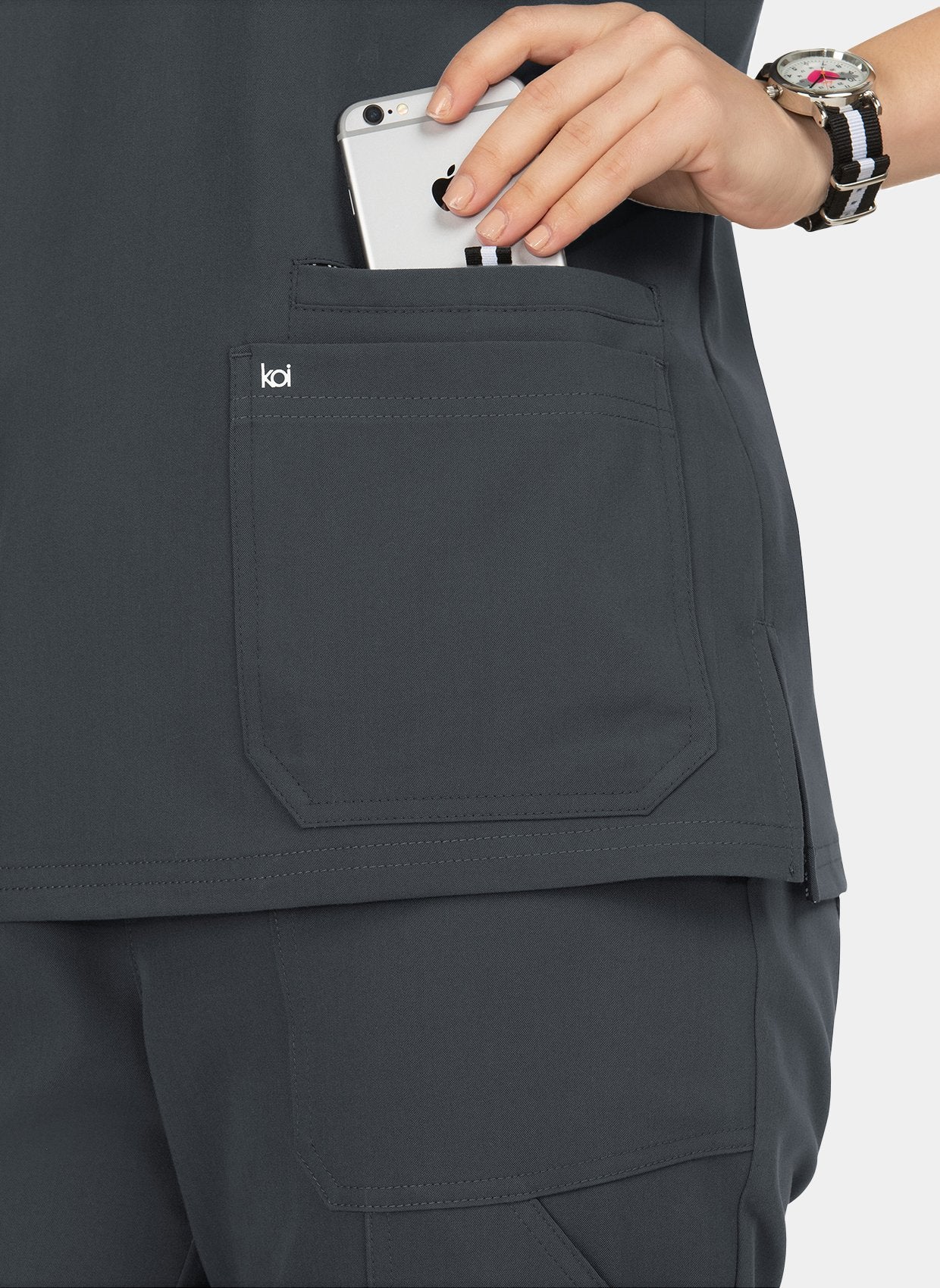 Koi Next Gen Hustle And Heart Scrub Top- charcoal