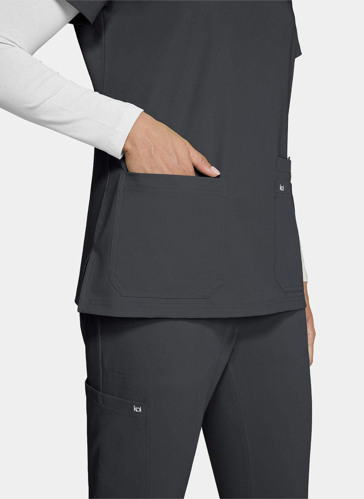 Koi Next Gen Hustle And Heart Scrub Top- charcoal