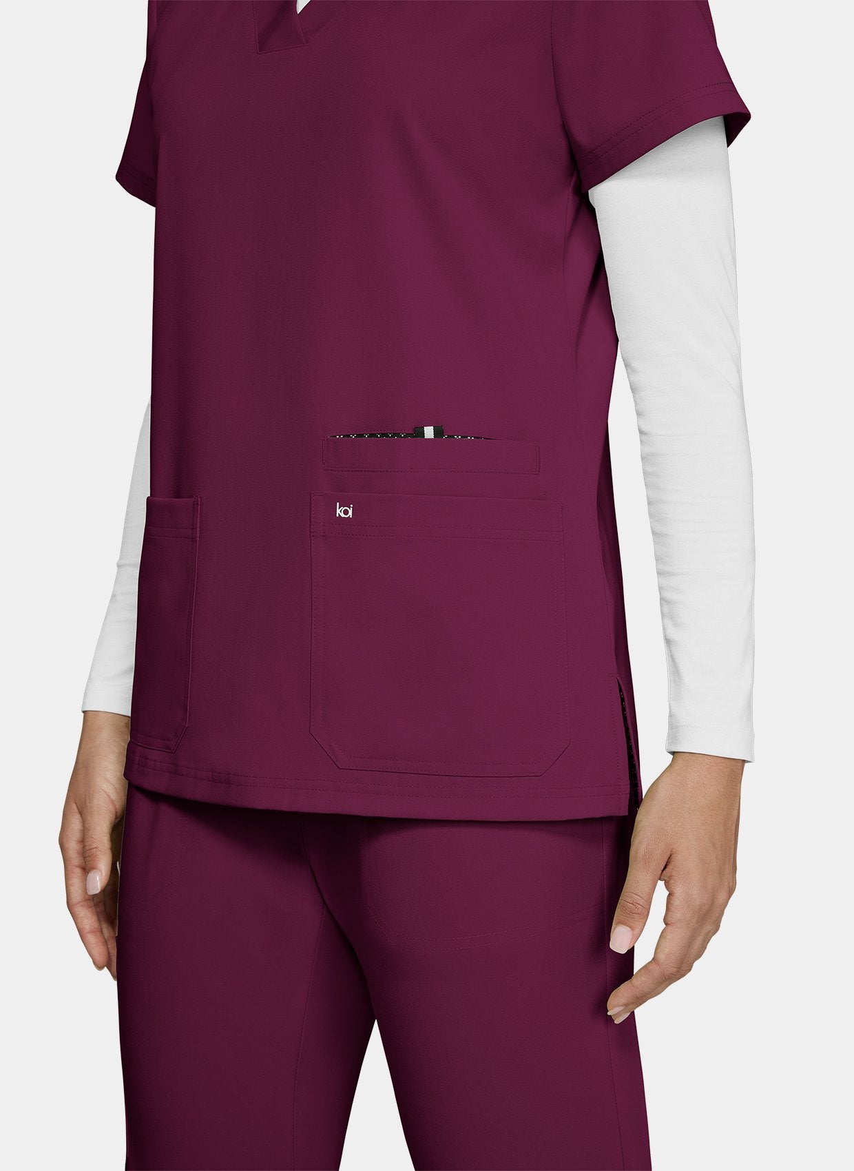 Koi Next Gen Hustle And Heart Scrub Top- wine