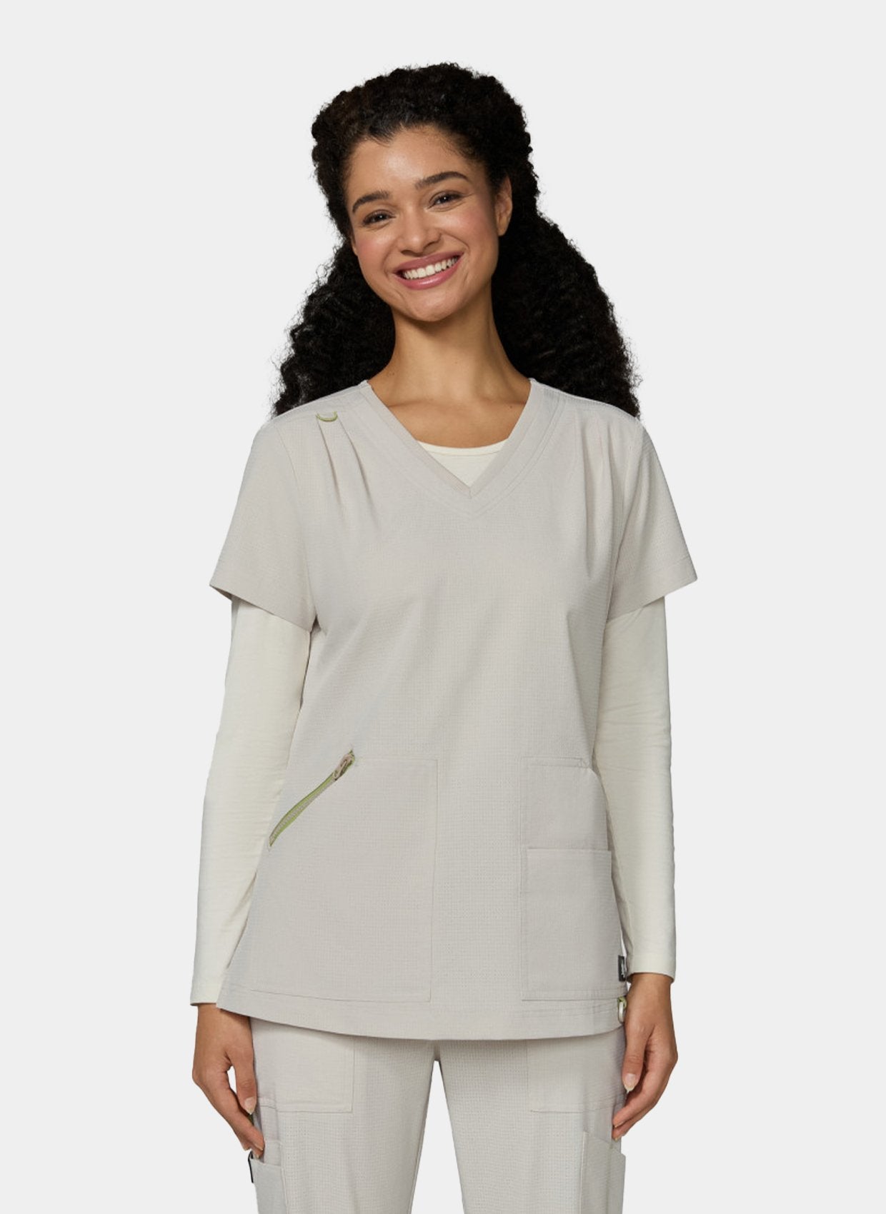 Women's Koi Solis Sari Scrub Top in Bone