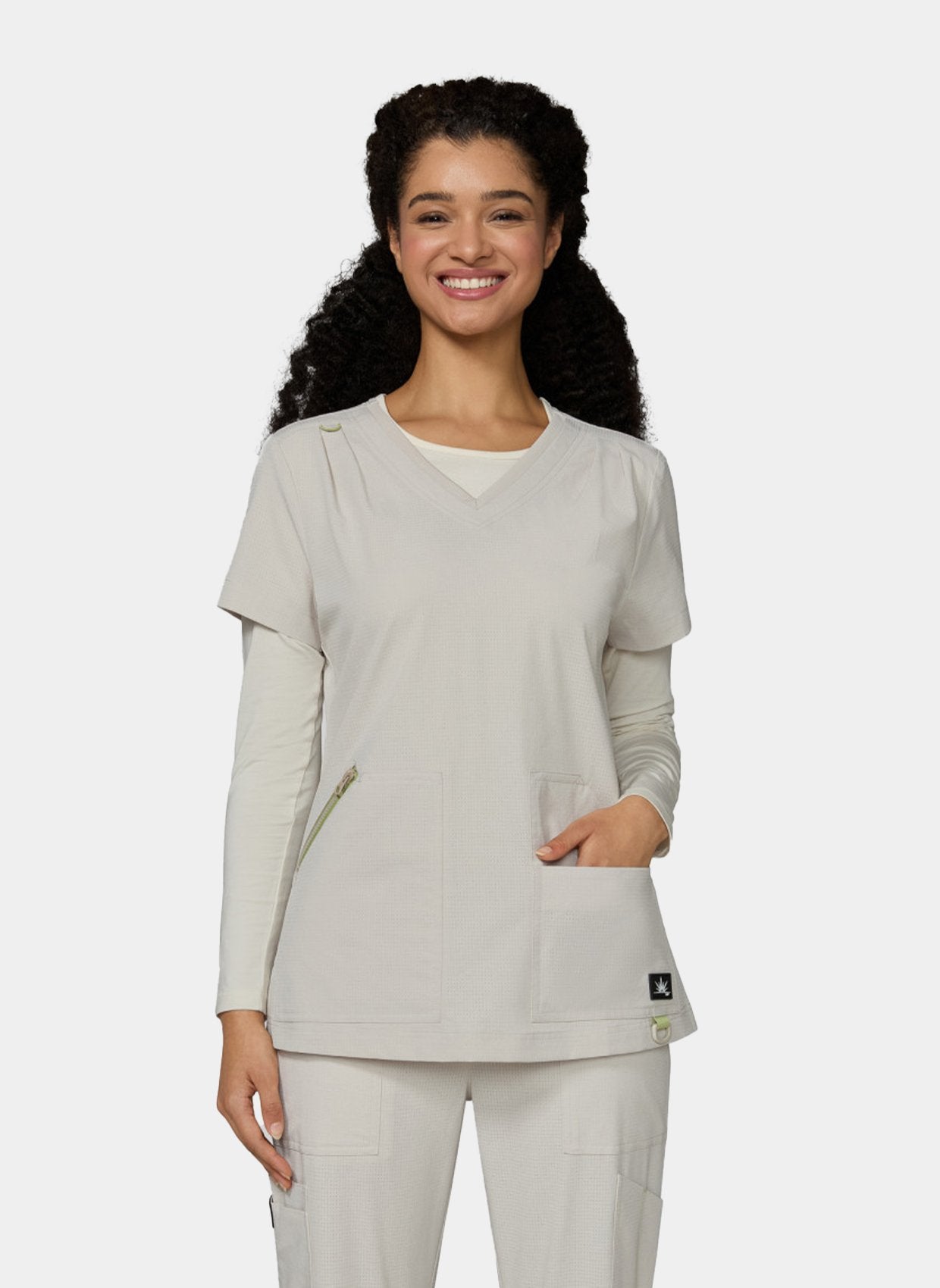 Women's Koi Solis Sari Scrub Top in Bone